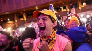 In pictures: New Yorkers rejoice after Mamdani’s mayoral election triumph